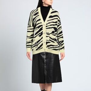 🦓NEW Maje Zebra Print Oversized Knitted Cardigan in Black & Pastel Yellow Small